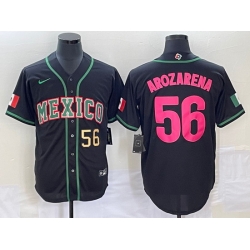Men's Mexico Baseball #56 Randy Arozarena Number 2023 Black Pink World Classic Stitched Jersey5