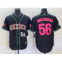 Men's Mexico Baseball #56 Randy Arozarena Number 2023 Black Pink World Classic Stitched Jersey