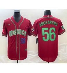 Men's Mexico Baseball #56 Randy Arozarena Number 2023 Red World Classic Stitched Jersey