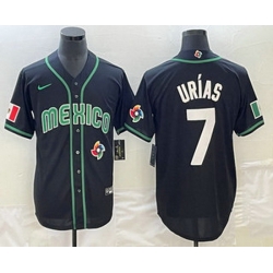 Men's Mexico Baseball #7 Julio Urias Number 2023 Black White World Classic Stitched Jersey3