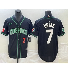 Men's Mexico Baseball #7 Julio Urias Number 2023 Black White World Classic Stitched Jersey