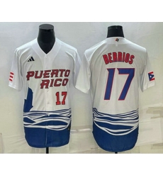 Mens Puerto Rico Baseball #17 Jose Berrios Number 2023 White World Baseball Classic Stitched Jersey