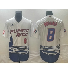 Mens Puerto Rico Baseball #8 Eddie Rosario Number 2023 White World Classic Stitched Jersey