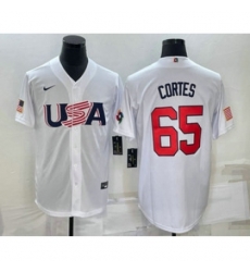 Men USA Baseball 65 Nestor Cortes 2023 White World Classic Stitched Jersey