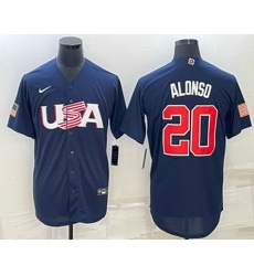 Men's USA Baseball #20 Pete Alonso 2023 Navy World Baseball Classic Stitched Jersey