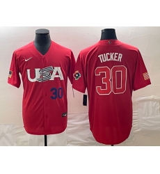 Men's USA Baseball #30 Kyle Tucker Number 2023 Red World Classic With Patch Stitched Jerseys