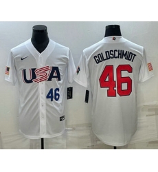 Mens USA Baseball #46 Paul Goldschmidt Number 2023 White World Baseball Classic Stitched Jersey