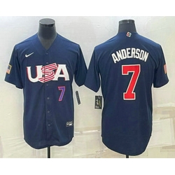 Men's USA Baseball #7 Tim Anderson Number 2023 Navy World Baseball Classic Stitched Jersey