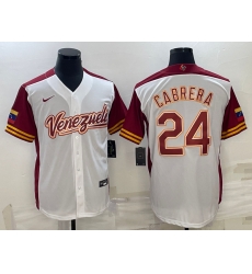 Men Venezuela Baseball 24 Miguel Cabrera 2023 White World Baseball Classic Stitched Jersey