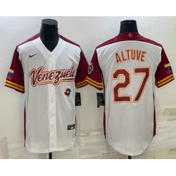 Men Venezuela Baseball #27 Jose Altuve 2023 White World Baseball Classic Stitched Jersey