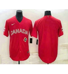 Men Canada Baseball Blank 2023 Red World With Patch Classic Stitched Jersey