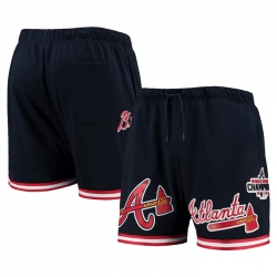 Men Atlanta Braves Navy Team Logo Mesh Shorts