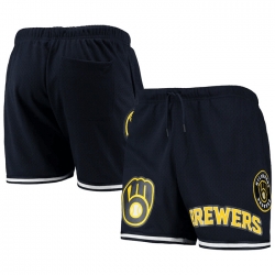 Men Milwaukee Brewers Navy Team Logo Mesh Shorts