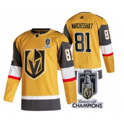 Men Women Youth Vegas Golden Knights #81 Jonathan Marchessault Gold 2023 Stanley Cup Champions Stitched Jersey