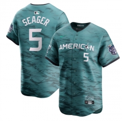 Men Texas Rangers 5 Corey Seager Teal 2023 All Star Flex Base Stitched Baseball Jersey
