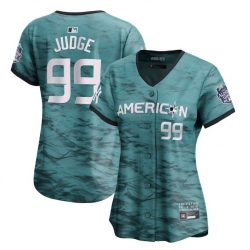 Women New York Yankees 99 Aaron Judge Teal 2023 Alls Star Cool Base Stitched Jersey