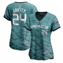 Women Seattle Mariners 24 Ken Griffey Jr  Teal 2023 All Star Stitched Baseball Jersey
