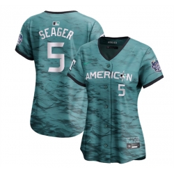 Women Texas Rangers 5 Corey Seager Teal 2023 All Star Stitched Baseball Jersey