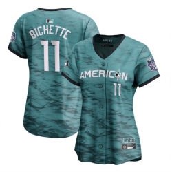 Women Toronto Blue Jays 11 Bo Bichette Teal 2023 All Star Stitched Baseball Jersey