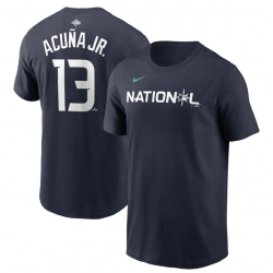 Men Atlanta Braves 13 Ronald Acu F1a Jr  Navy 2023 All Star Name Number T Shirt