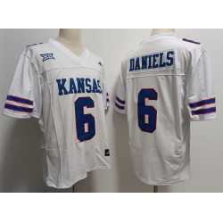 Men Nike Kansas Jayhawks #6 Jalon Daniels Stitched White College Football Jersey
