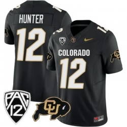 Colorado Buffaloes #12 Travis Hunter Black 2023 Fuse Stitched Football Jersey