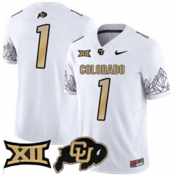 Men Colorado Buffaloes #1 Team White Vapor Limited Stitched Football Jersey