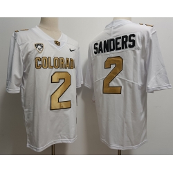 Men Colorado Buffaloes Shedeur Sanders #2 White Gold Stitched Football Jersey