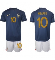 Youth France #10 Mbappe Nave Blue Soccer Jersey