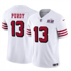 Youth San Francisco 49ers 13 Brock Purdy 2023 F U S E  New White Vapor Untouchable Limited Stitched Football 2024 Super Bowl LVIII Jersey