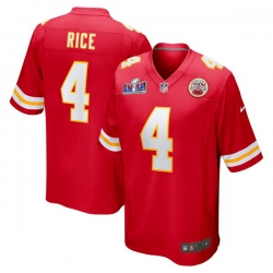 Men Kansas City Chiefs 4 Rashee Rice Red 2023 F U S E  Vapor Untouchable Limited Stitched 2024 Super Bowl LVIII Jersey