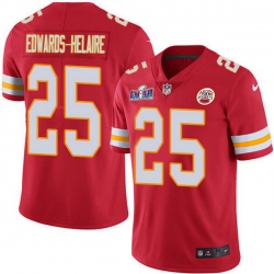 Men Nike Kansas City Chiefs 25 Clyde Edwards Helaire Red Team Color Bound Stitched NFL Vapor Untouchable Limited 2024 Super Bowl LVIII Jersey