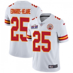 Men Nike Kansas City Chiefs 25 Clyde Edwards Helaire White Bound Stitched NFL Vapor Untouchable Limited 2024 Super Bowl LVIII Jersey