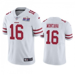 Men NFL San Francisco 49ers 16 Joe Montana White Vapor Untouchable Limited Stitched 2024 Super Bowl LVIII Jersey