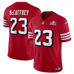 Men San Francisco 49ers 23 Christian McCaffrey New Red 2023 F U S E  Vapor Untouchable Limited Stitched Football 2024 Super Bowl LVIII Jersey