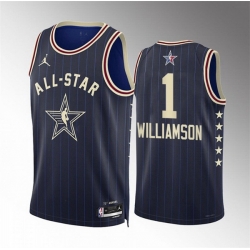 Men 2024 All Star 1 Zion Williamson Navy Stitched Basketball Jersey