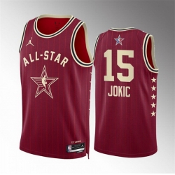 Men 2024 All Star 15 Nikola Jokic Crimson Stitched Basketball Jersey