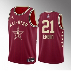 Men 2024 All Star 21 Joel Embiid Crimson Stitched Basketball Jersey