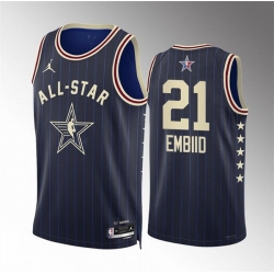 Men 2024 All Star 21 Joel Embiid Navy Stitched Basketball Jersey