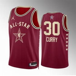 Men 2024 All Star 30 Stephen Curry Crimson Stitched Basketball Jersey