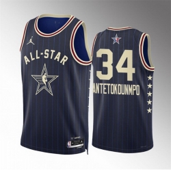 Men 2024 All Star 34 Giannis Antetokounmpo Navy Stitched Basketball Jersey