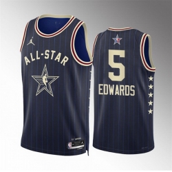 Men 2024 All Star 5 Anthony Edwards Navy Stitched Basketball Jersey