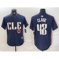 Men Cleveland Guardians 48 Emmanuel Clase Navy 2024 City Connect Limited Stitched Baseball Jersey 2