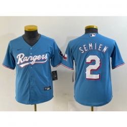 Women MLB Rangers 2 Marcus Semien Blue Nike Cool Base Women Jersey