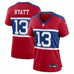 Women New York Giants 13 Jalin Hyatt Century Red Alternate Vapor Limited Stitched Football Jersey