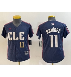 Youth Cleveland Guardians 11 Jos E9 Ram EDrez Navy 2024 City Connect Limited Stitched Baseball Jersey 3