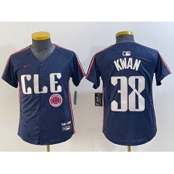 Youth Cleveland Guardians 38 Steven Kwan Navy 2024 City Connect Limited Stitched Baseball Jersey 4