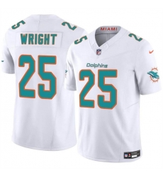 Youth Miami Dolphins 25 Jaylen Wright White 2024 F U S E Vapor Limited Stitched Jersey