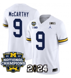 Youth Michigan Wolverines ACTIVE PLAYER Custom White 2024 F U S E  With 2023 National Champions Patch Stitched Jersey