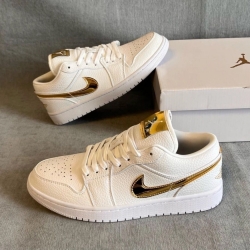 Air Jordan 1 Men Shoes White Gold